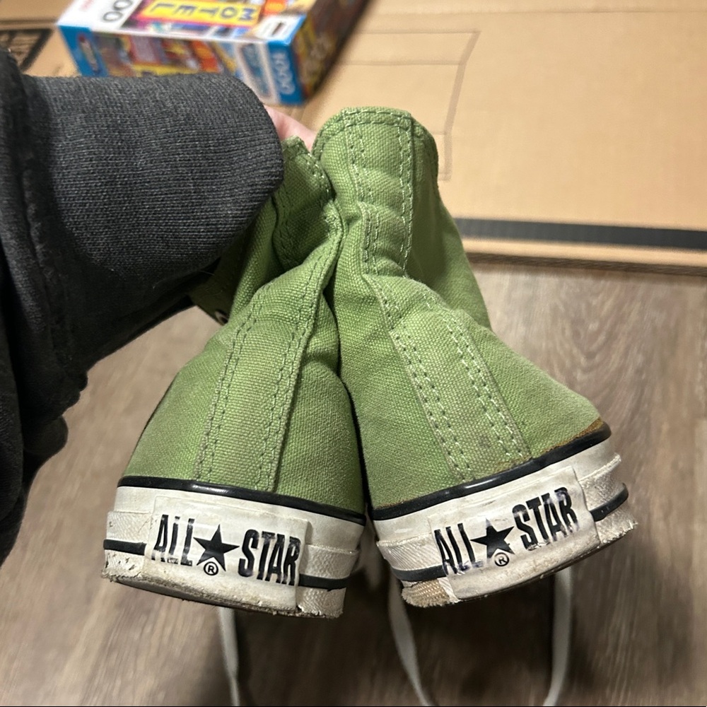 Olive/Light Green High Top Converse
